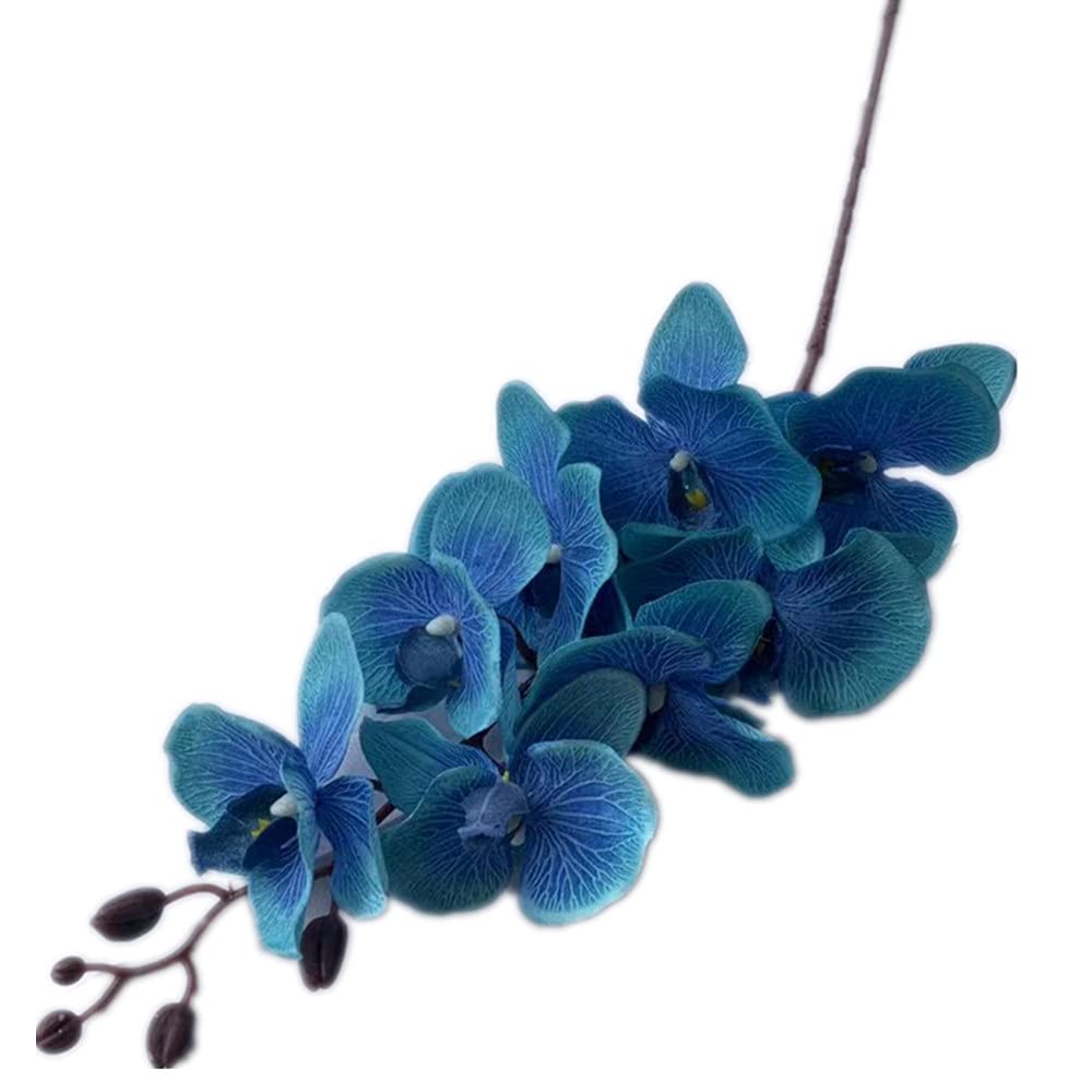 Gladiolus Garden Blue 5Pcs Faux Butterfly Orchid Flower Branch 8 Heads Artificial Moth Phalaenopsis Plant 105Cm Long For Wedding Centerpieces Floral Arrangement (Blue)