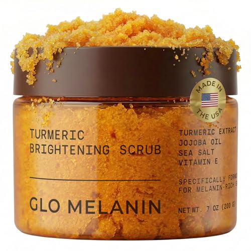 GLO Melanin Turmeric Scrub for Dark Spots, Brightening Inner Thighs Bikini Area Underarms, Natural...