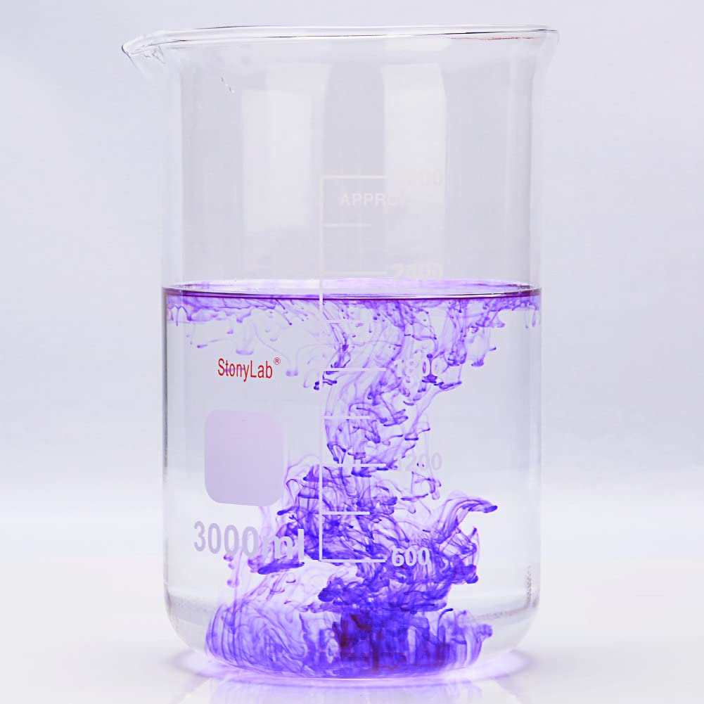 Vaso de Precipitados de Vidrio Borosilicato Graduado 3000 ml Forma Baja Griffin con Pico de Vertido