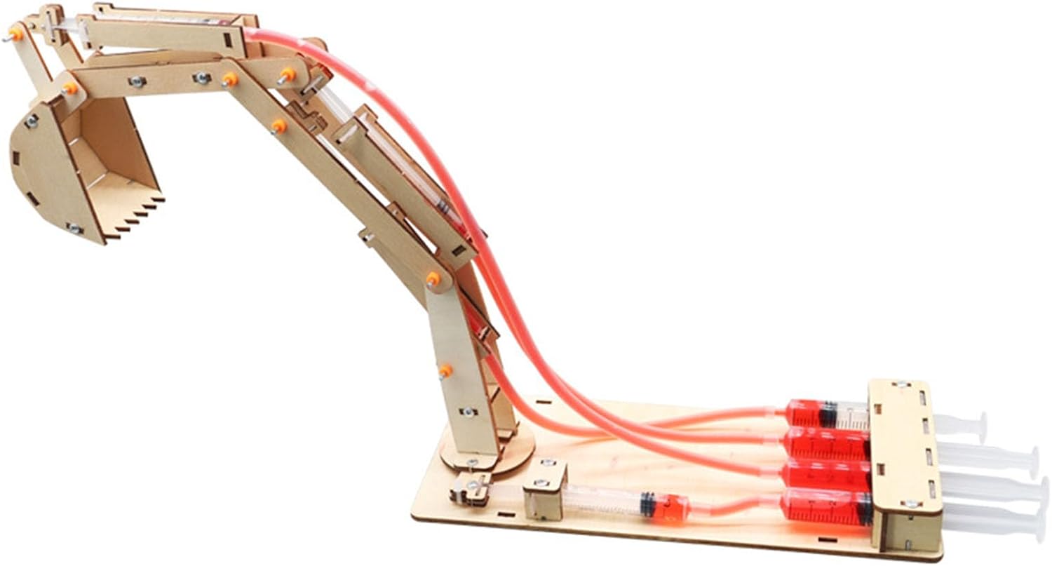 Hydraulic Shovel Model Educational Toy Rod for Kids Wooden DIY Toy for School Class Use
