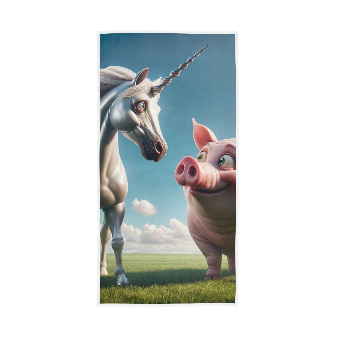 LSRCPD Unicorn and Pig Hand Towel Soft Washcloths Soft Towels 15 x 30 Inch