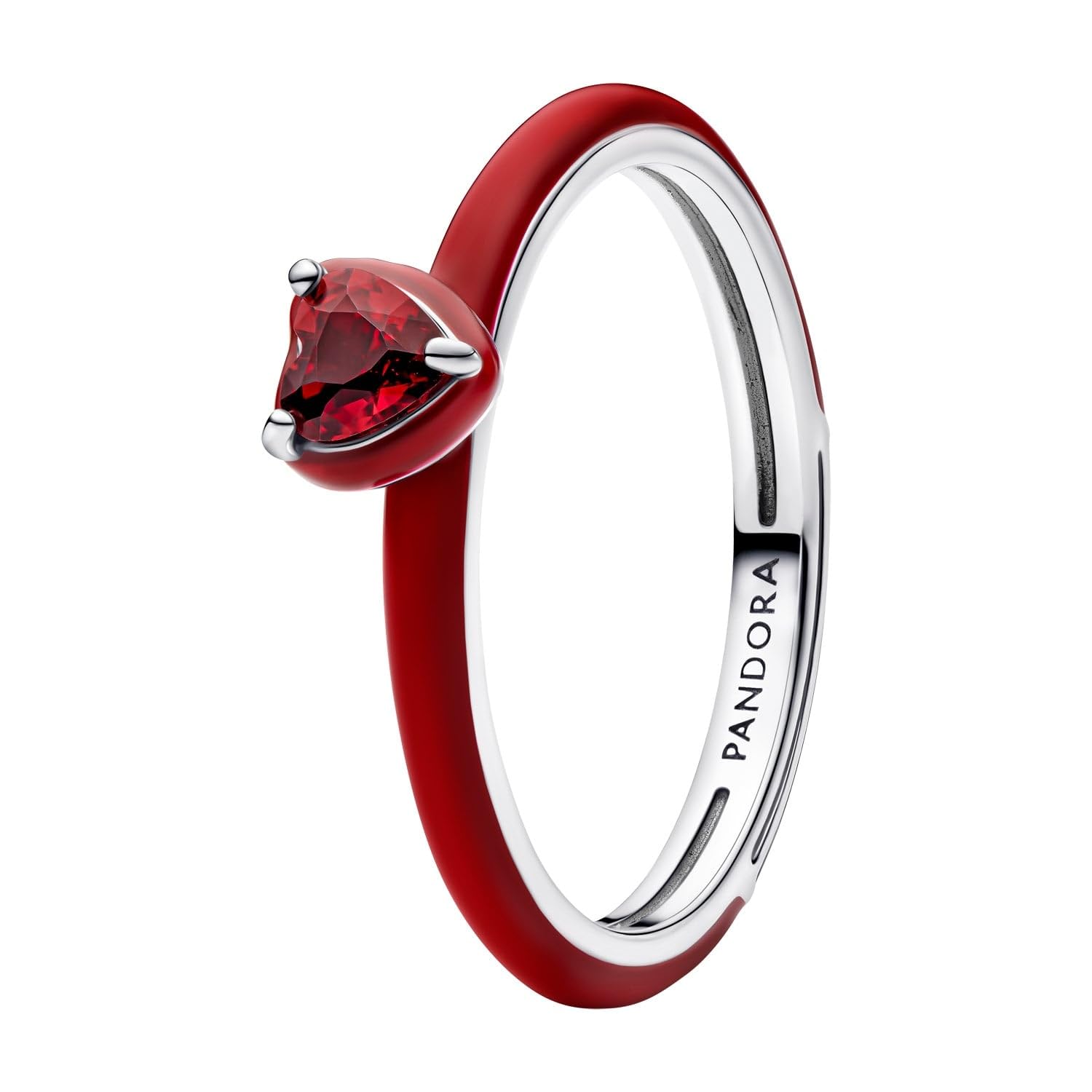 Anillo de plata de ley con salsa de cristal rojo y rojo