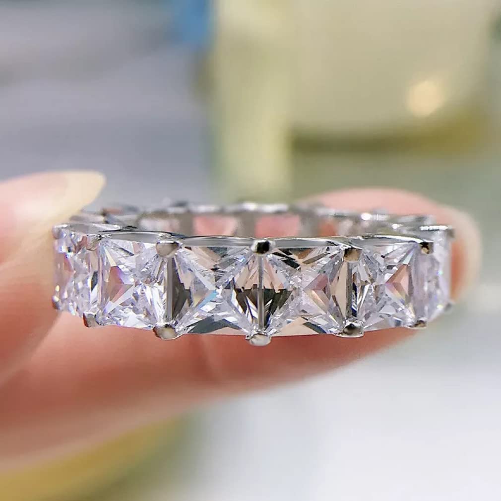 5 * 5 MM Platz 5A Zirkon Voller Diamant Ring S925 Sterling Silber Schmuck Frau Jahrestag Geburtstagsgeschenk