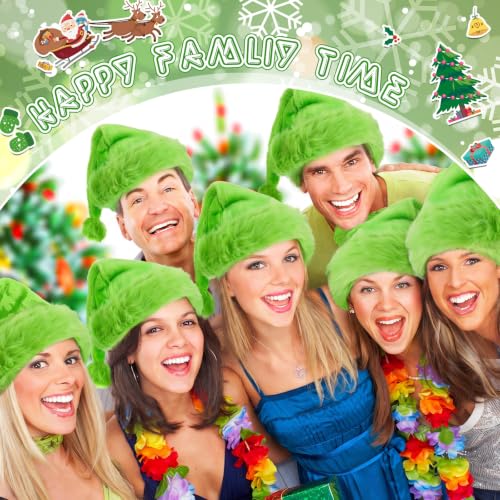 Image of Vicenpal 20 Pcs Santa Hats Bulk for Adults, Fluorescent Green, Classic