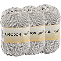 Hilo de Algodón Ovillo de Algodón 100% Perfecto para Tejer o para Ganchillo - Color Piedra 100gr 220metros x 3pcs