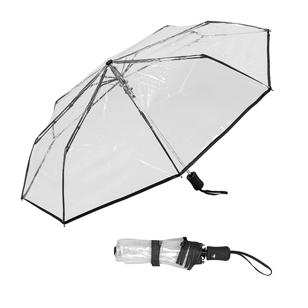 Susino Parapluie pliant - automatique - Transparent Avec Bordure Noire Paraguas Plegable 29 Centimeters Transparente (Transparent)