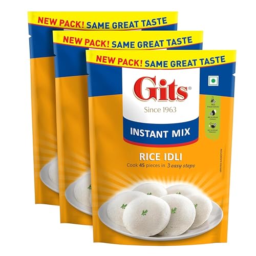 Image of Gits Instant Rice Idli Breakfast Mix, Makes 45 per Pack, Pure Veg, Authentic South Indian Breakfast Recipe, 1500g (Pack of 3 X 500g Each)