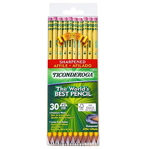 Pencils, Wood-Cased Graphite #2 HB Soft, Pre-Sharpened, Yellow, 30-Pack (13830) (2 Pack (30 Each))