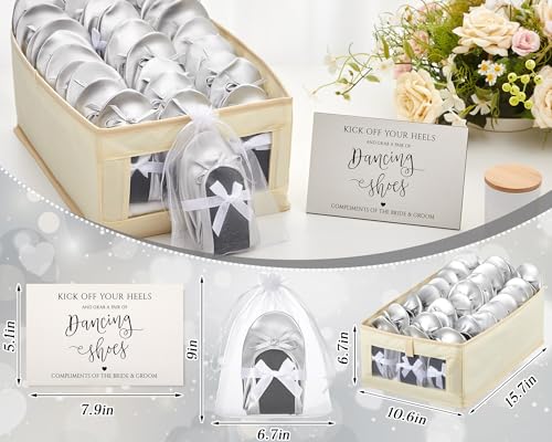 Image of Jecery Foldable Ballet Flat for Wedding Guests Bulk Women Ballerina Dancing Slippers Party Sign Portable Travel Purse Shoes for Bridesmaid Flats Women Wedding Slippers Gift