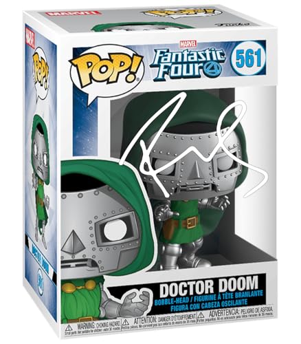 Robert Downey Jr Doctor Doom 561 Facsimile Signed Reprint Laser Autographed Funko POP! Movies Marvel Fantastic 4 Four Figurine with Protector Case