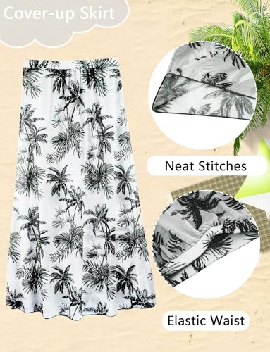 Image of Happy Cherry Girls Swimsuit Teen Cute Bathing Suits Kids 4 Piece Tropical Print Beach Bikini Sets with Cover Up Size 8-12