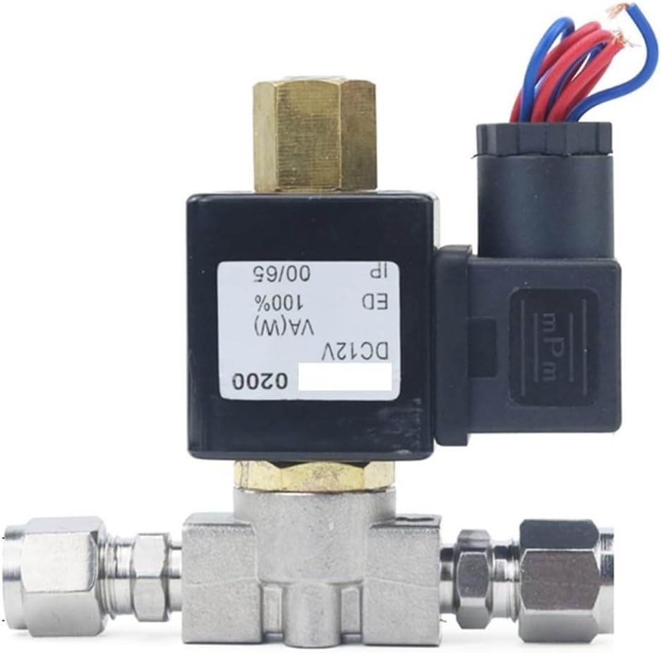 Normally Open Stainless Steel SS 304 2-Way Solenoid Valve DN8 for Oil Water Air Gas Pipe Fitting AC220V/110V DC12V/24V(with K34mm,AC110V)