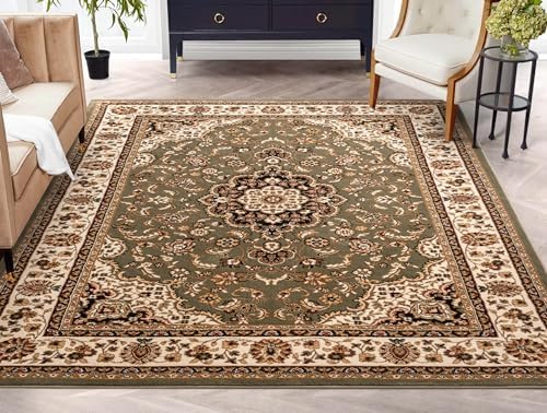 Well Woven Barclay Collection Medallion Kashan Green 9x12 Area Ru...