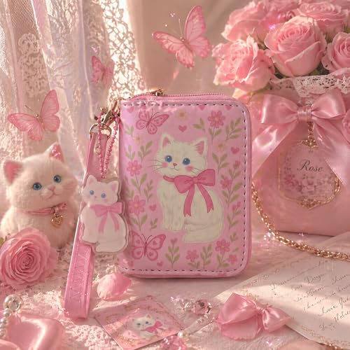 Image of AACKS Little Girls Coin Purse Kids Small Wallet for Teens Women Mini Coin Pouches with Strap Cute Cartoon Card Holder Cat Kitty Panda Unicorn