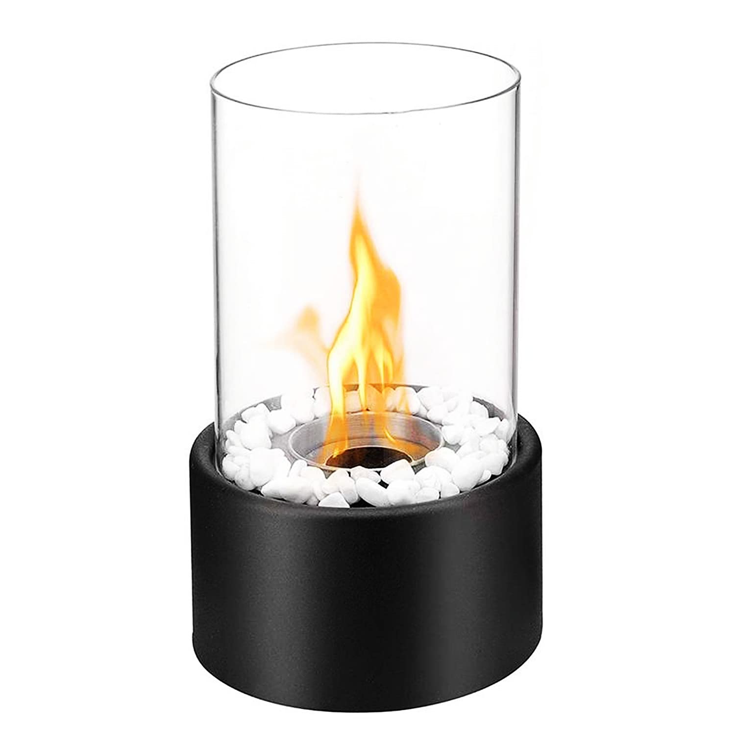 Round Tabletop Fire Pot Bowl, Portable Tabletop Fireplace, Clean Burning Bio Ethanol Ventless Fireplace for Indoor Outdoor Patio Parties Events, Black