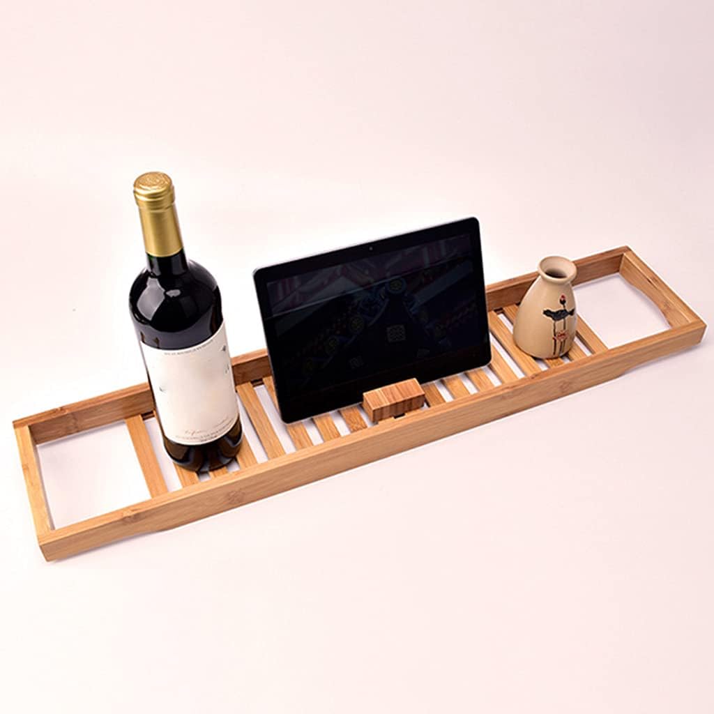Tray Bathroom Shower Home Wooden Storage Rack Holder Bamboo Bathtub Shelf