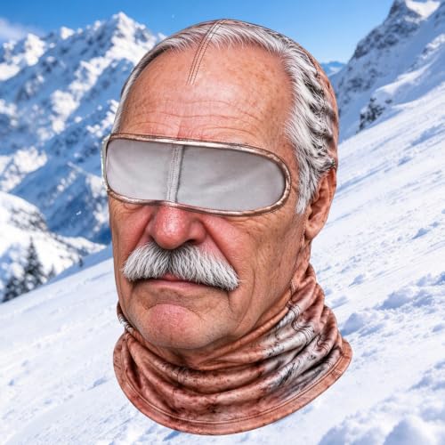 3D Old Man Ski Mask Funny Realistic Face Balaclava Printed Full Face Cover - image 4