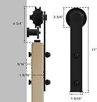 Vista 4 de skysen Juego de rodillos de hardware para puerta corrediza de granero negro