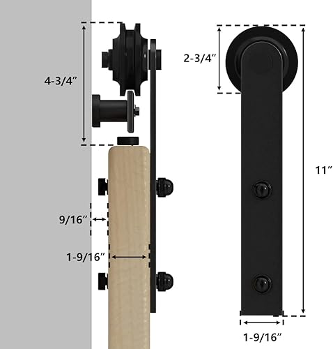 Miniatura 4 de skysen Juego de rodillos de hardware para puerta corrediza de granero negro (colgador en forma de LK-I
