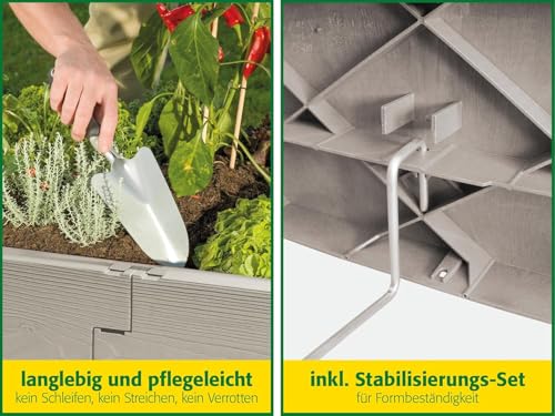JUWEL Timber Kombi-Set (Hochbeet inkl. Frühbeet-Aufsatz, 130x60 cm/Höhe 90/100 cm, Inhalt ca. 360l, hohe Wärmeisolierung, Fensterlüfter windgesichert) 20478, Nordic Wood