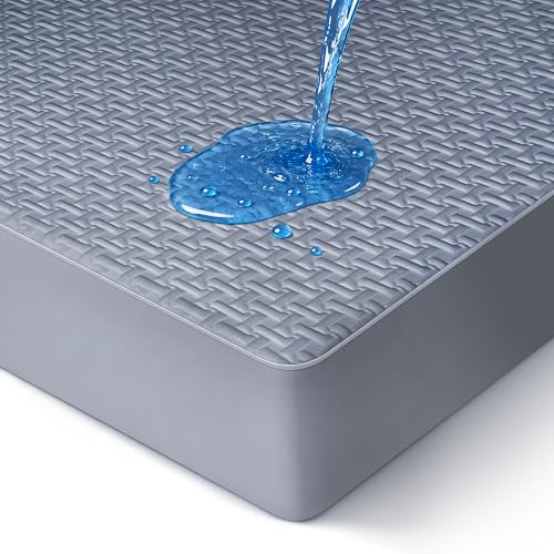 100% Waterproof Mattress Protector, Hypoallergenic Mattress Topper Cover with No Odor, Breathable Cooling Bed Cover with 8"-21" Deep Pocket (Queen)