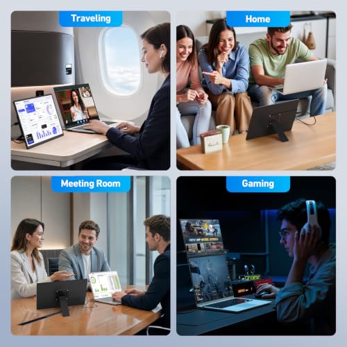 Image of 16'' Laptop Screen Extender, 360 Rotating Detachable Stand /VESA Support, FHD 1200P IPS Portable Monitor, Plug & Play with HDMI /USB-A /Type-C, Compatible Win /Mac /Android