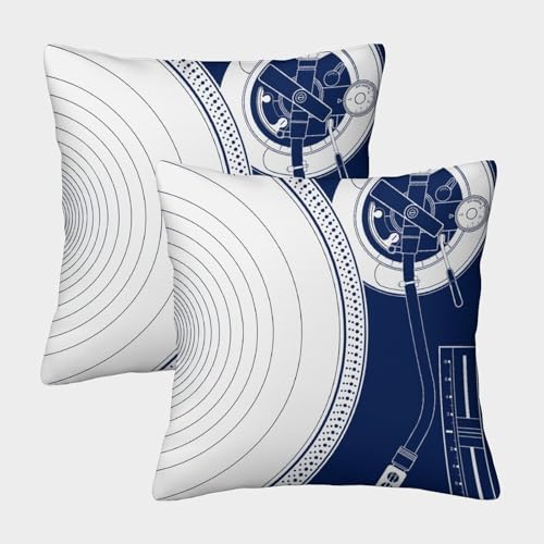 POLIUAWS Technics 1200 MK2 DJ Quadratische Kissenbezüge, Büro-Dekorationskissenbezug, 2er-Pack, 50 x 50 cm