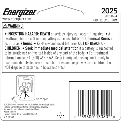 4-Pk Energizer 3V Lithium Coin 2025 Batteries w/ 3-in-1 Child Shield - image 7