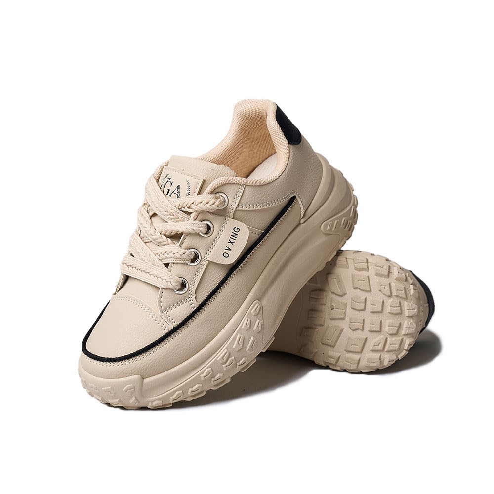 Chouiss Sneakers for Women,Lace Up Thick Soled Non Slip Sports Shoes, Breathable, Stylish,Running,Shopping