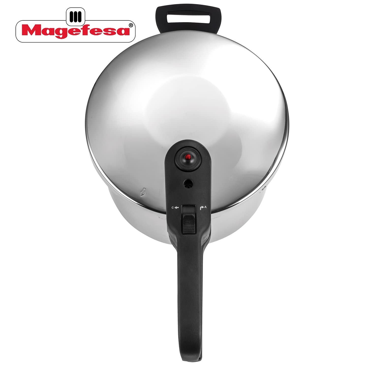 Magefesa - Magestar olla a presión super rapida de 8 Litros, fabricada en acero inoxidable, apta para todo tipo de cocinas, incluido induccion, sensor de presión, 5 sistemas de seguridad, express