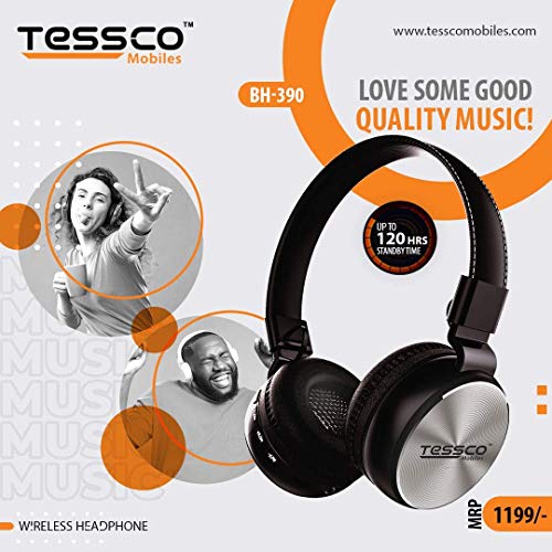 Image of (Tessco BH-390) Series Stereo Wireless Bluetooth Headphones Over The Ear, Black