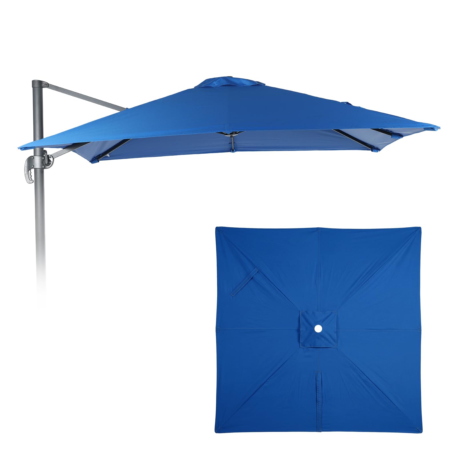 COWVIE 3m Cantilever Umbrella Canopy Replacement for 8 Ribs Offset Umbrella, Outdoor Square Parasol Replacement for Yard, Canopy Only