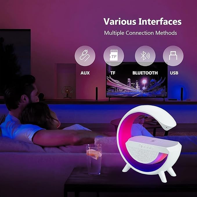 Image of Luxurious G-Lamp | Bluetooth Speaker | Table Lamp with FM Radio | Wireless Charger for Mobiles | for Bedroom, Office, Restaurant | Birthday and Corporate Gift
