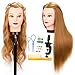 Testa di Manichino per Acconciature, Testa Parrucchiere 100% Sintetica Testina Capelli da Pettinare con Morsetto + DIY Accessori per Capelli