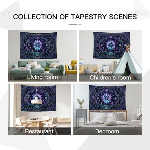 Tapiz de pared de cuerpos celestes con diseño sol y luna grande 4