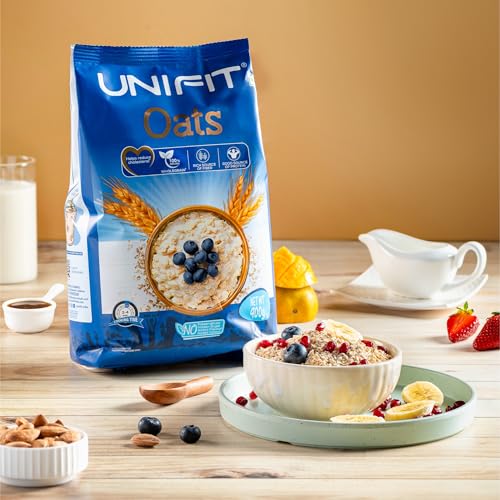 Image of UNIFIT 100% Natural Wholegrain Oats - High Protein & Fiber for Weight Management & Cholesterol Control | 900g of Nutritious Rolled Oats