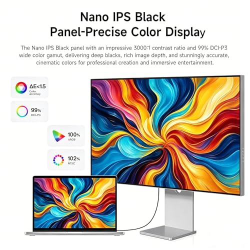 Image of PD2706Ultra 27 Inch 4K Computer Monitor, UHD 4K Professional Gaming Monitor, 144Hz IPS 1ms, 99% DCI-P3 Color Gamut, 3000:1, Height Adjustable Stand, DP HDMI USB-C 65W for PC （8 Interfaces）