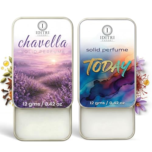 Image of IDITRI EXPORT Solid Perfume |Today&Chavella Alcohol Free Wax Perfume Balm, Long Lasting | Pocket Tin 12g, Pack Of 2| Non Greasy Smooth Glide, Travel Friendly Men And Women