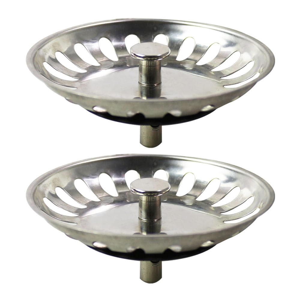 Talea Silver Sus304 Sink Strainer Basket 84Mm,2 Pcs Kitchen Sink Plugs Drain Filter-Qs165-U