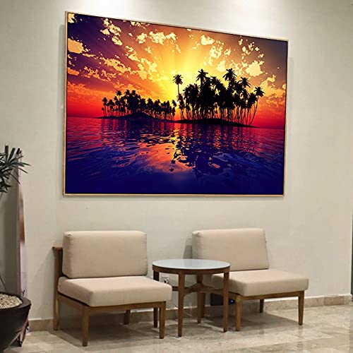 Broderie diamant coucher du soleil grand format pour décorer votre salon