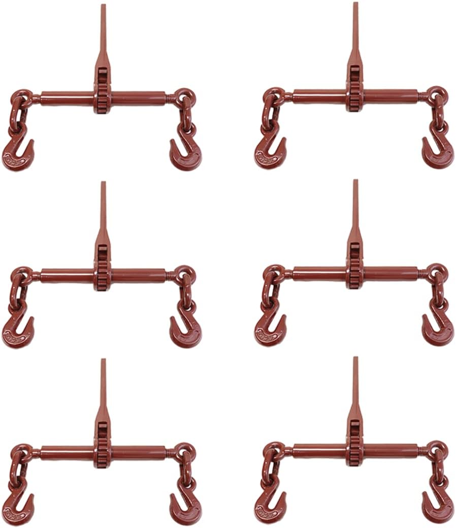 BOXER 2 Pack 5/16” – 3/8” Heavy Duty Ratchet Chain Load Binder with Forged Grab Hooks – Chain Binder Tie Down – 6,000WLL