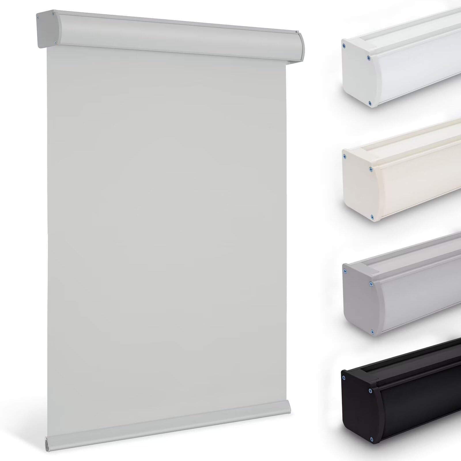 Youngoo Cordless Roller Blinds for Indoor Windows, Blackout Roller Blinds with Valance Cover, Room Darkening Window Shades for Home, Privacy Control Shade, Easy Install?32" W*72" H,Grey