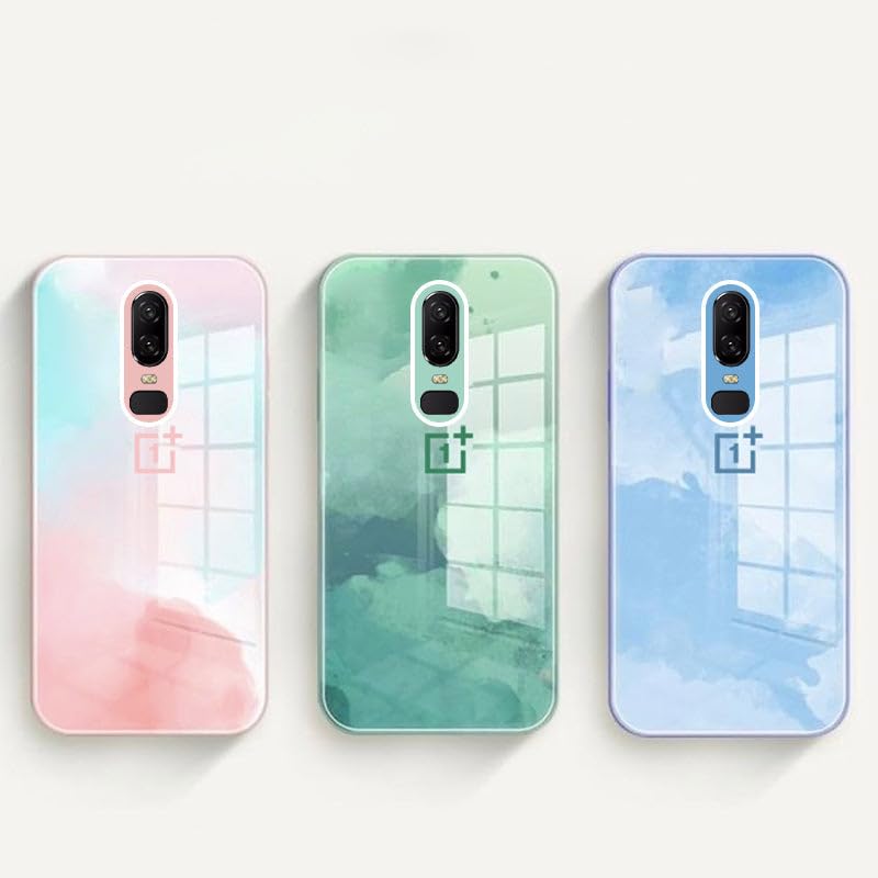 Image of Gadgets Mantra Colorful Wave Glass Case for OnePlus 7, OnePlus 7 Back Cover Case(2019) - Soft TPU + Glass | Summer Lotus