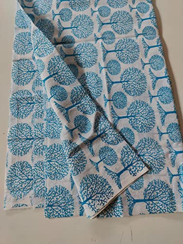 Image of Floral Printed Cotton Fabric Cloth Hand Block Print Fabric Women Material Running Jaipuri Hand Block Printed Women Dress Material Kurtis Natural 44 inch Inches Width 2.5 Meter (Pattern 28)