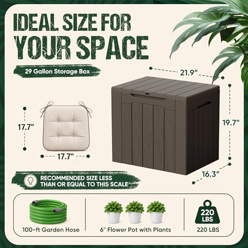 Image of Devoko 29 Gallon Deck Box, Waterproof Resin Outdoor Storage Box