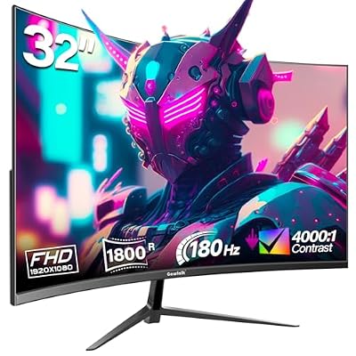 Gawfolk 32 inch Gaming Monitor 1800R Curved Computer Monitors 165HZ / 180HZ PC Monitors VA Screen for Home, Office and Dormitory, FHD 1080P Computer Monitor Support HDMI & DP