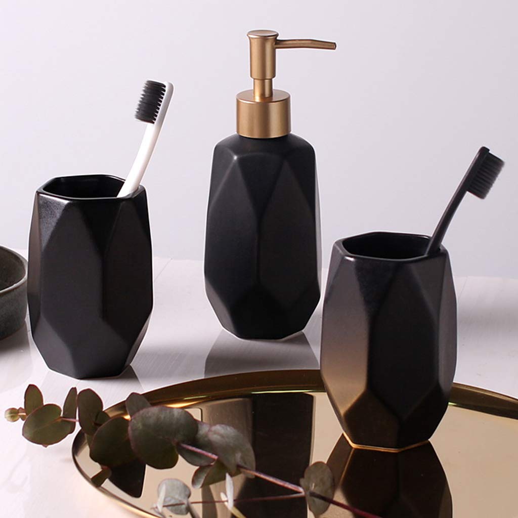 HYLR Lujosas cerámicas Mordern Juego de Accesorios de baño 5 Piezas Suministros de baño Juegos de Porta cepillos de Dientes Taza Taza de Enjuague dispensador de jabón Decoración de baño Bathroom Sets