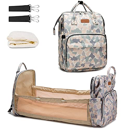 ANKÖMMLING Sacs à Dos à Langer Pour Bébé Sac de Voyage,Sac à Couches Imperméable Oxford Sacs,Grand Capacité Sac à Dos avec 1 Matelas à Langer et 2 Sangles de Poussette Cover