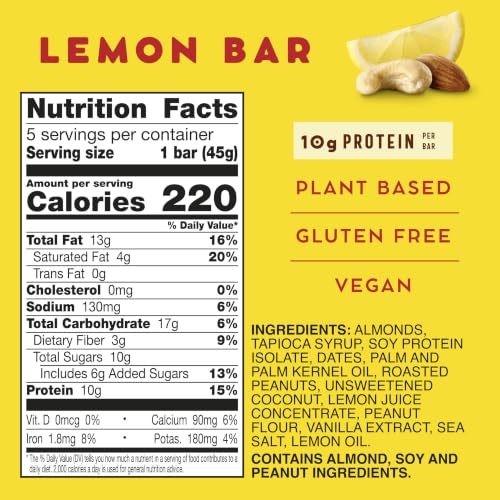 Larabar Lemon Protein Bars, Peanuts & Almonds, 5 ct, 7.95 oz - image 2