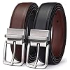 BULLIANT Ceinture Homme, En Cuir Reversible Ceinture 30mm,une ceinture de renverser deux couleurs,Taille Ajustee – Noir/Brun Foncé – 100cm/30 -32 taille réglable
